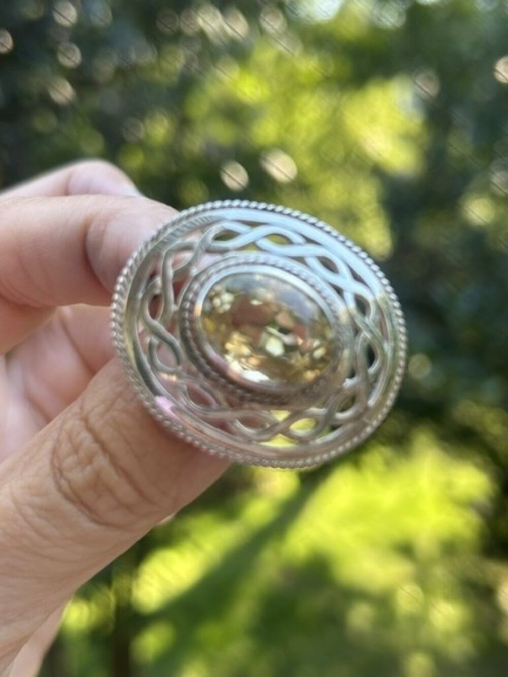 MALCOLM GRAY Scottish Celtic Knot Sterling Silver Citrine BROOCH